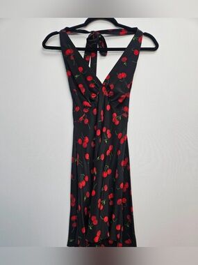 Realisation Par The Leila Dress Cherie Black Cherry Print Halter Tie Size Small